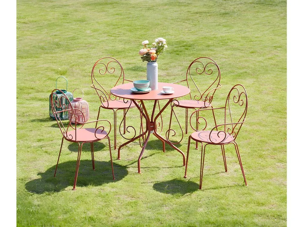 Vente-unique Wrought-Iron Style Garden Table D.80 Cm - Terracotta - GUERMANTES By
