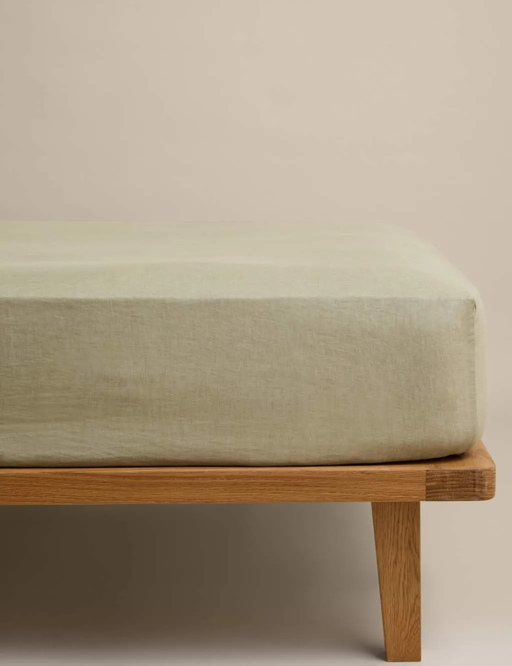 M&S Pure Linen Deep Fitted Sheet Soft Khaki