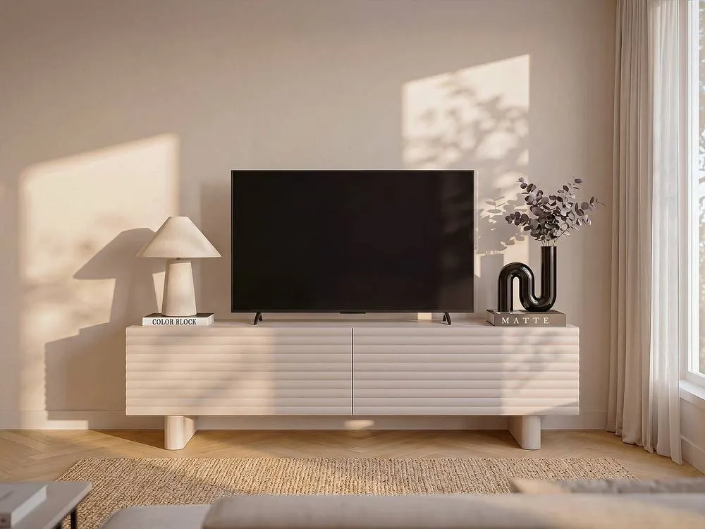 Vente-unique TV Unit With 2 Doors In MDF - 150 Cm - Beige - LUDIMA 3