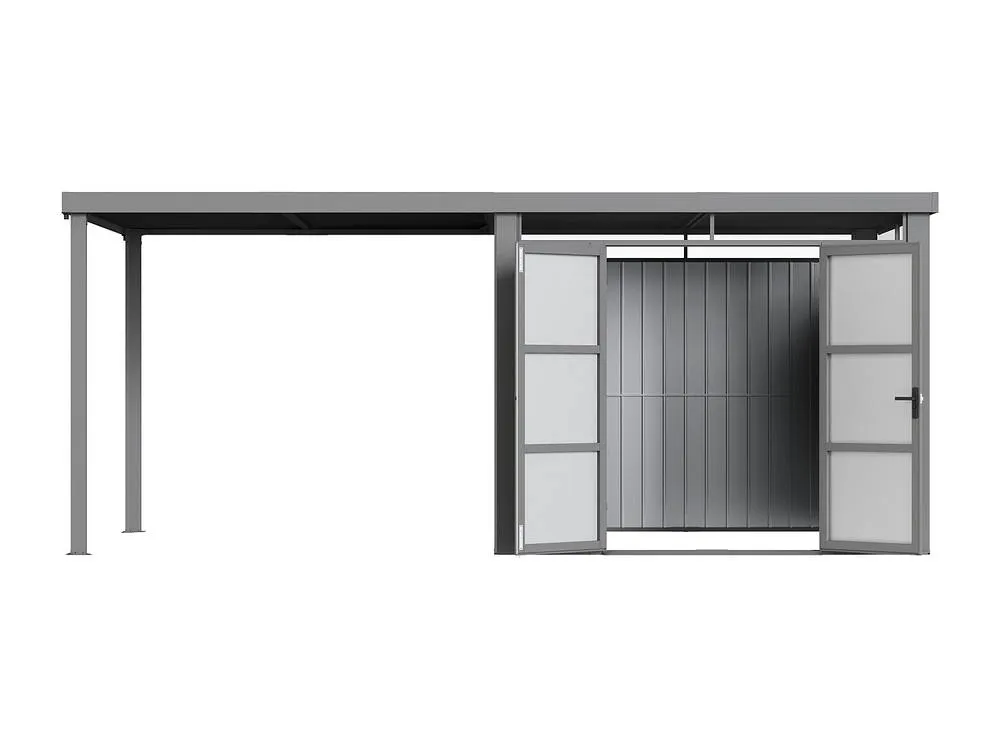 Vente-unique Galvanised Steel Metal Garden Shed 6.25 M² With Lean-To - Grey - 0.35 5