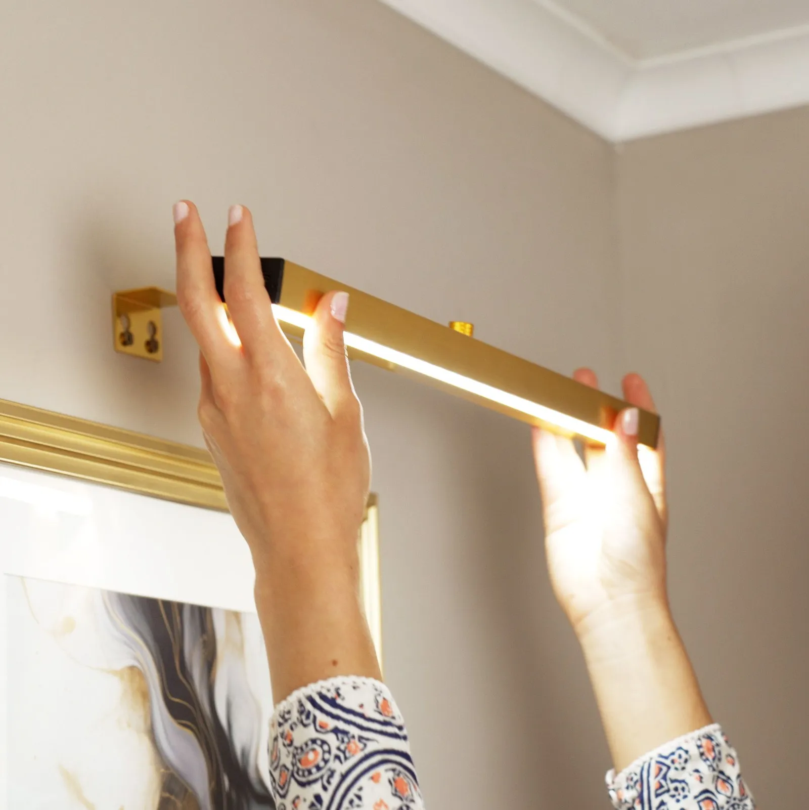 ValueLights Ryle Set of 2 Rechargeable Easy Fit Wall Touch Light Fittings in Gold