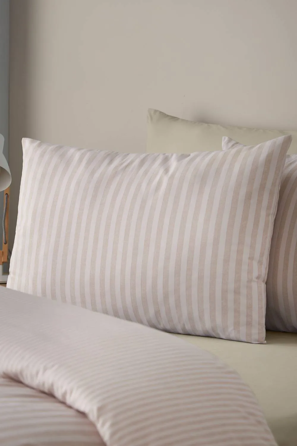Catherine Lansfield 'Epping Textured Stripe' Reversible Duvet Cover Set in Natural 3