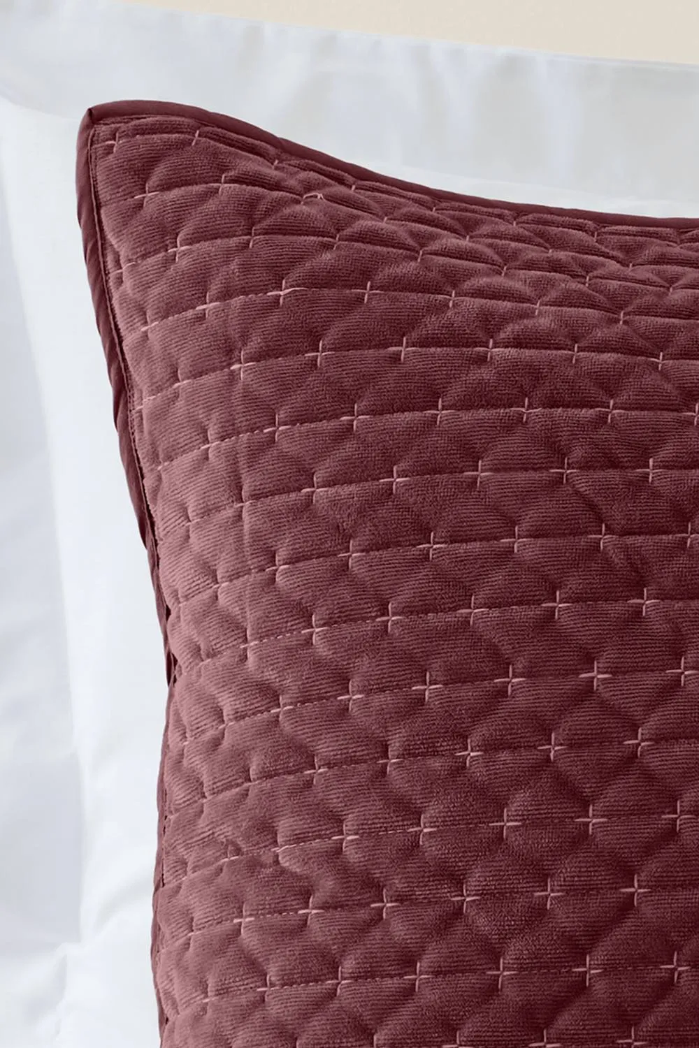 Bianca 'Attica Velvet' Embroidered Pillow sham Pair in Burgundy 2