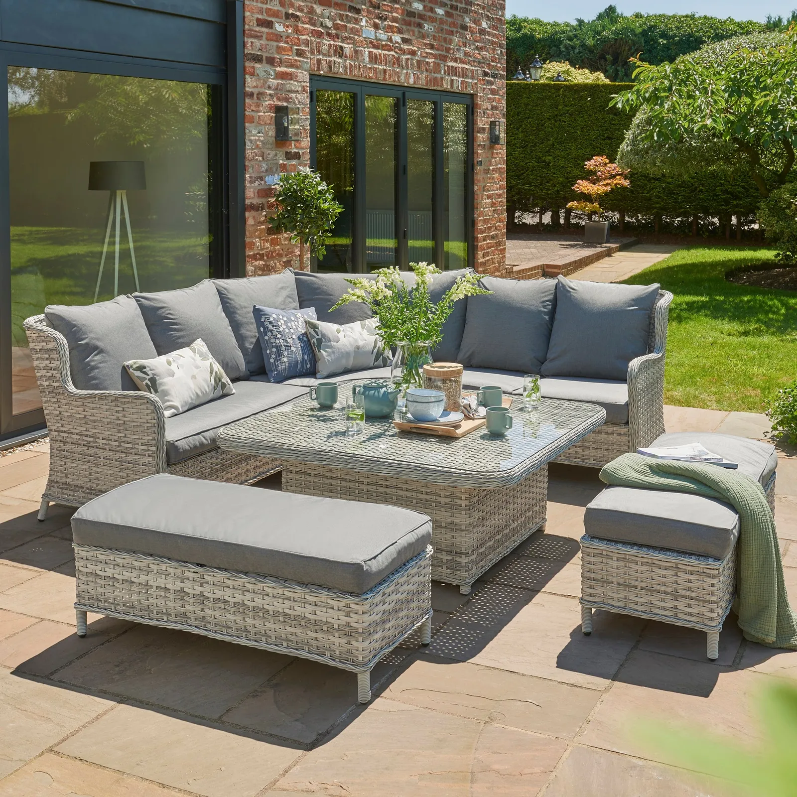 Wroxham 9 Seater Grey Corner Sofa Set Grey
