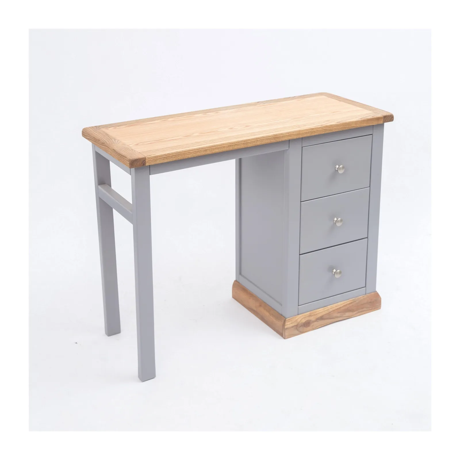Cabinet Bits Biccari 3 Drawer Desk - Dressing Table Chrome Knob in Grey 3