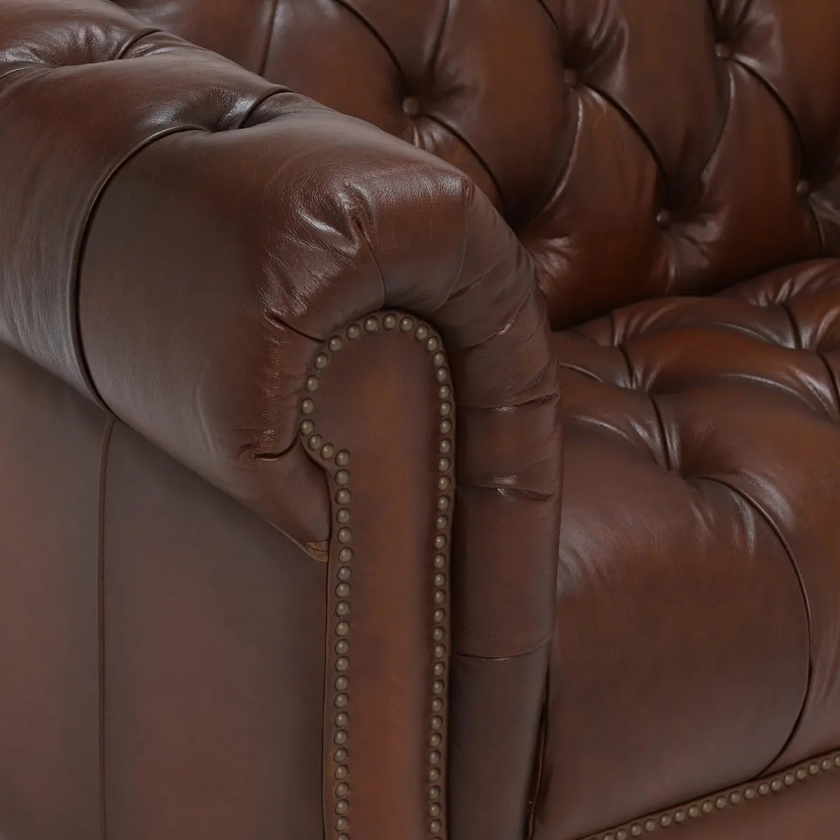 Ullswater 2 Seater Leather Chesterfield Sofa, Brown | Barker & Stonehouse 4