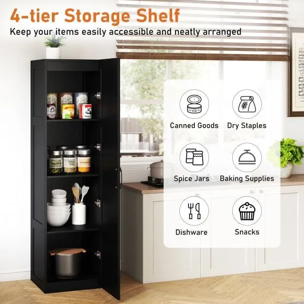 Costway 150 cm Tall Storage Cabinet 4-Tier Freestanding Floor Cabinet in Black 6