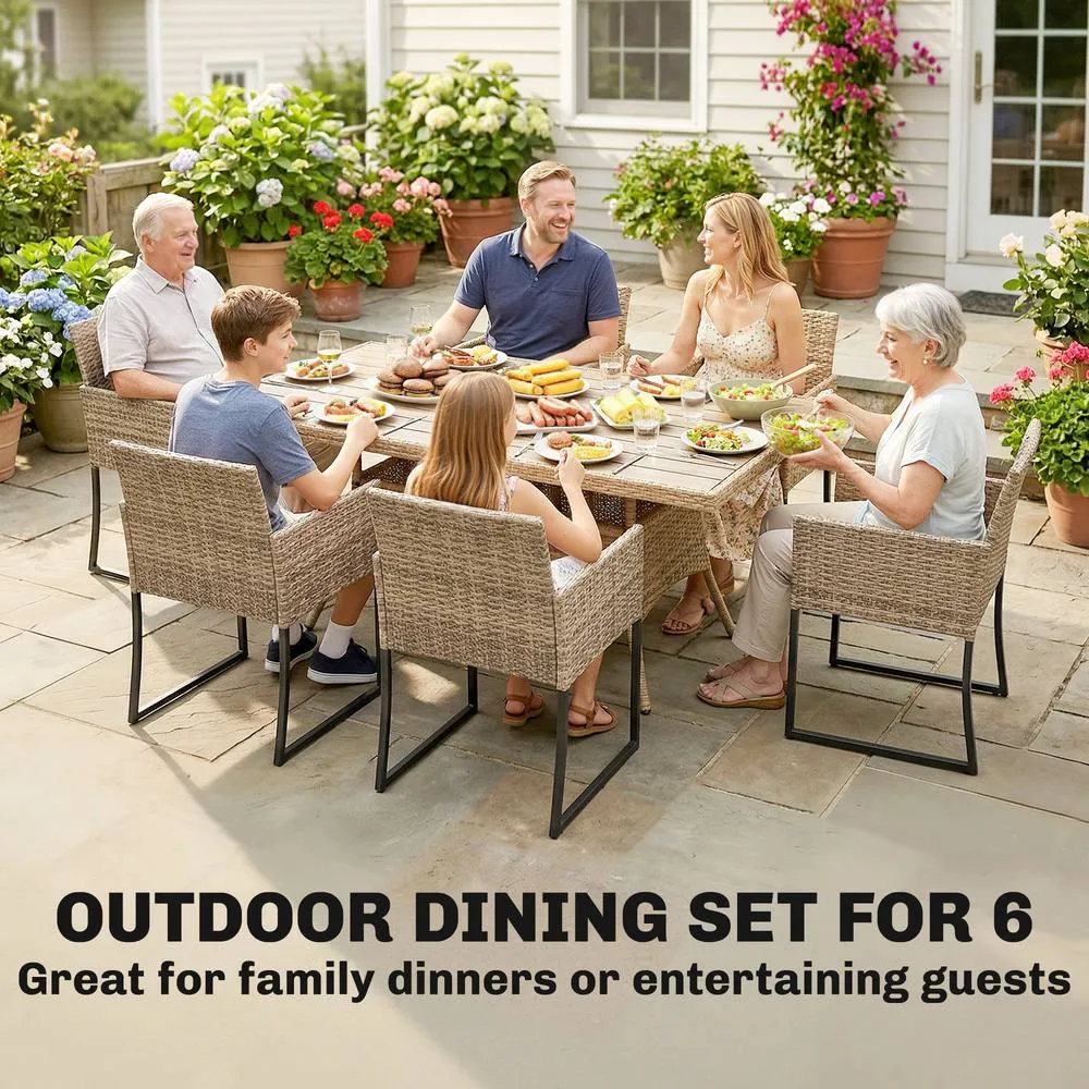 OUTSUNNY Rattan Garden Furniture Set, Rattan Table & Chairs with Cushions in Beige 4