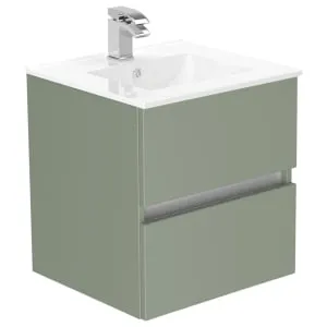 Newland Sage Green Basin Suspended Double Drawer Unit - 500mm