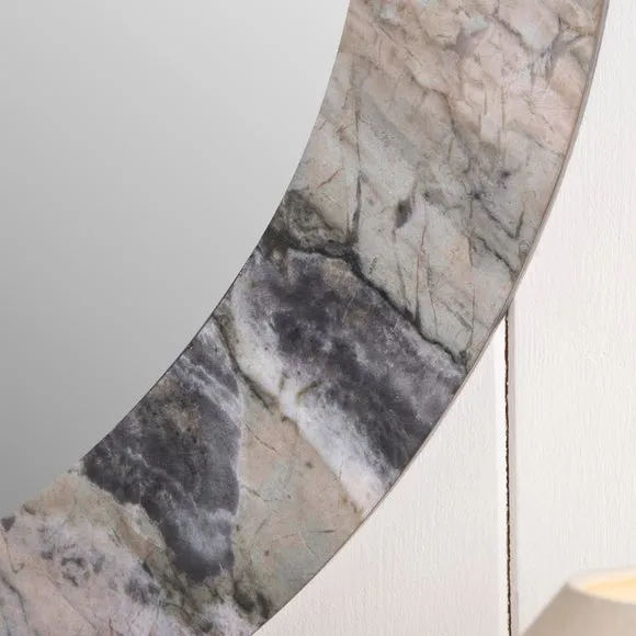 Jade Marble Effect Veneer Round Wall Mirror 2