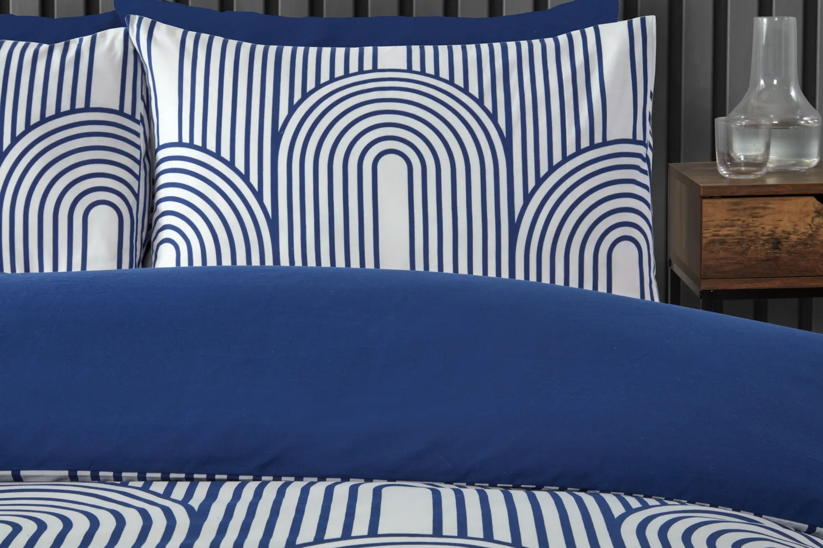 Rapport Home Arches Geometric Polycotton Duvet Cover Set With Pillowcase in Blue 2