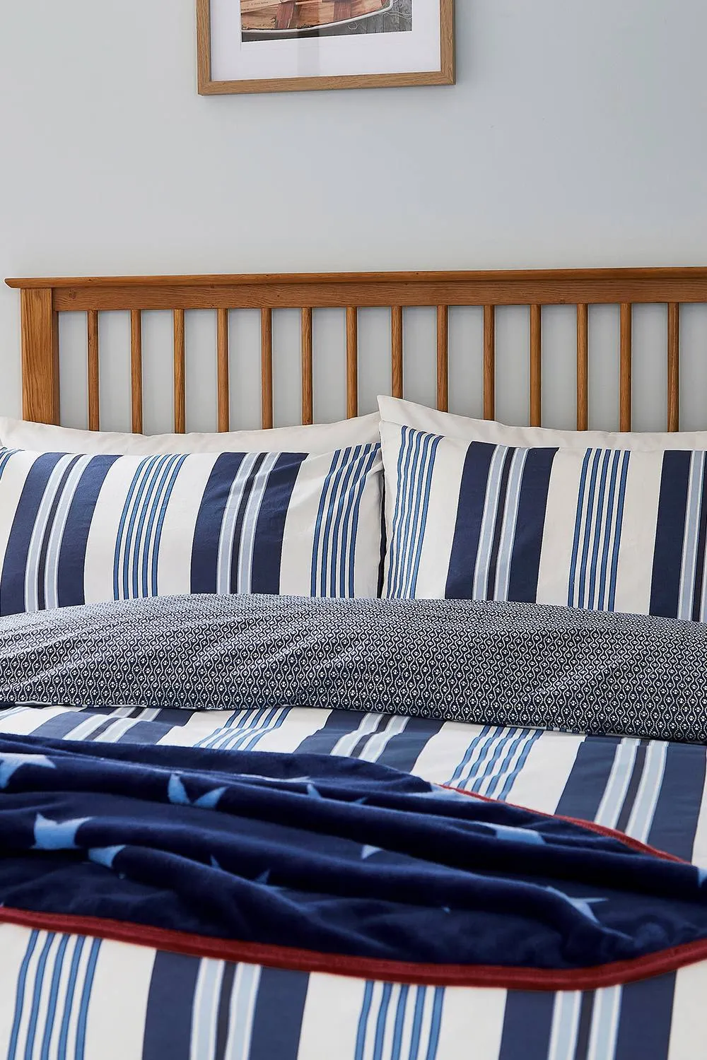 Helena Springfield 'Huntington Stripe' Cotton Duvet Cover Set in Blue 2