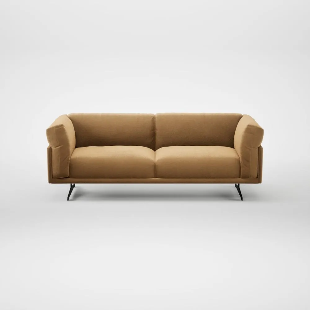 Heal's Novara 3 Seater Sofa Wool Velvet Camel Black Feet 2