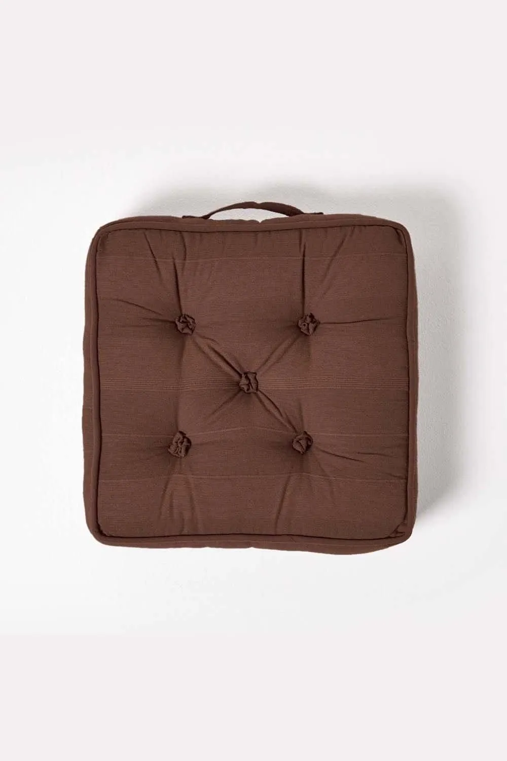 Homescapes Rajput Ribbed Cotton Floor Cushion in Brown 3