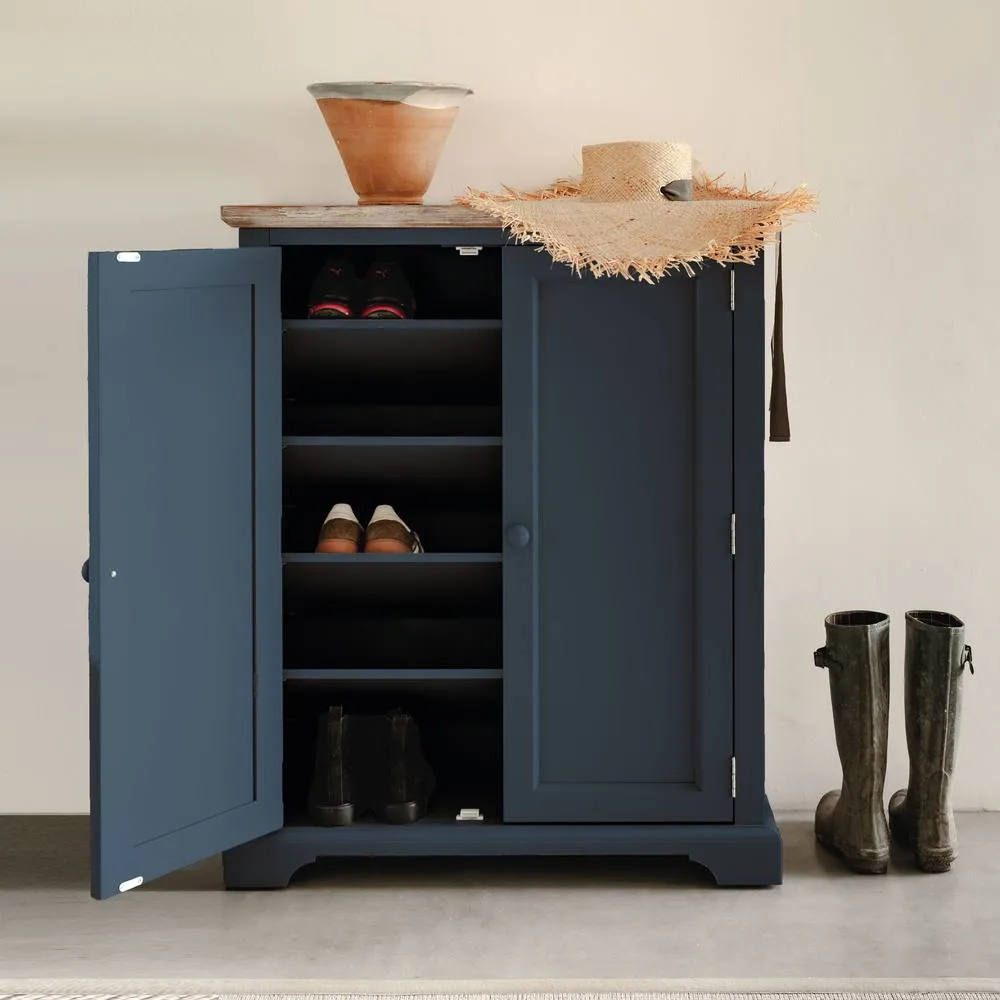 Statement Furniture Florence Shoe Storage Cabinet Wooden Shoe Rack in Navy 1