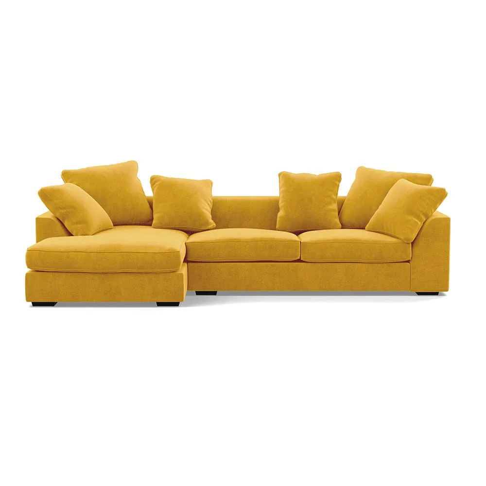 Heal's Cumulus LHF Corner Sofa Smart Luxe Velvet Canary Black Feet 1