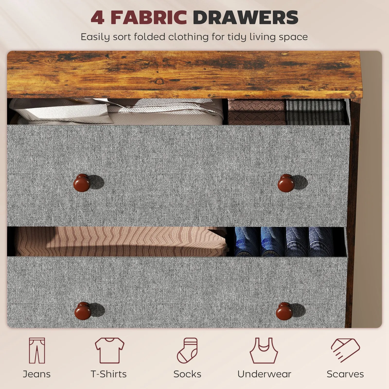 HOMCOM Chest of Drawers, Drawer Dresser for Bedroom in Grey 4