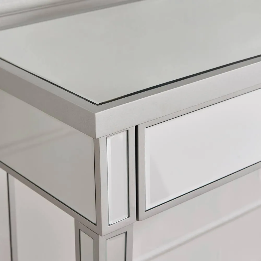 FurnitureboxUK Venetian Mirrored Console & Vanity Dressing Table in Silver 3
