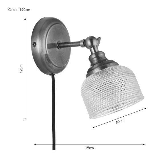 Amesbury Industrial Adjustable Plug In Wall Light 6