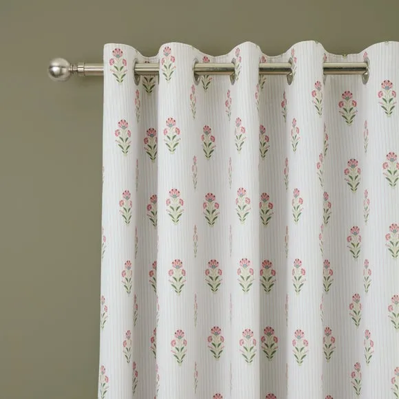 Fiorella Frilled 100% Cotton Blackout Eyelet Curtains
