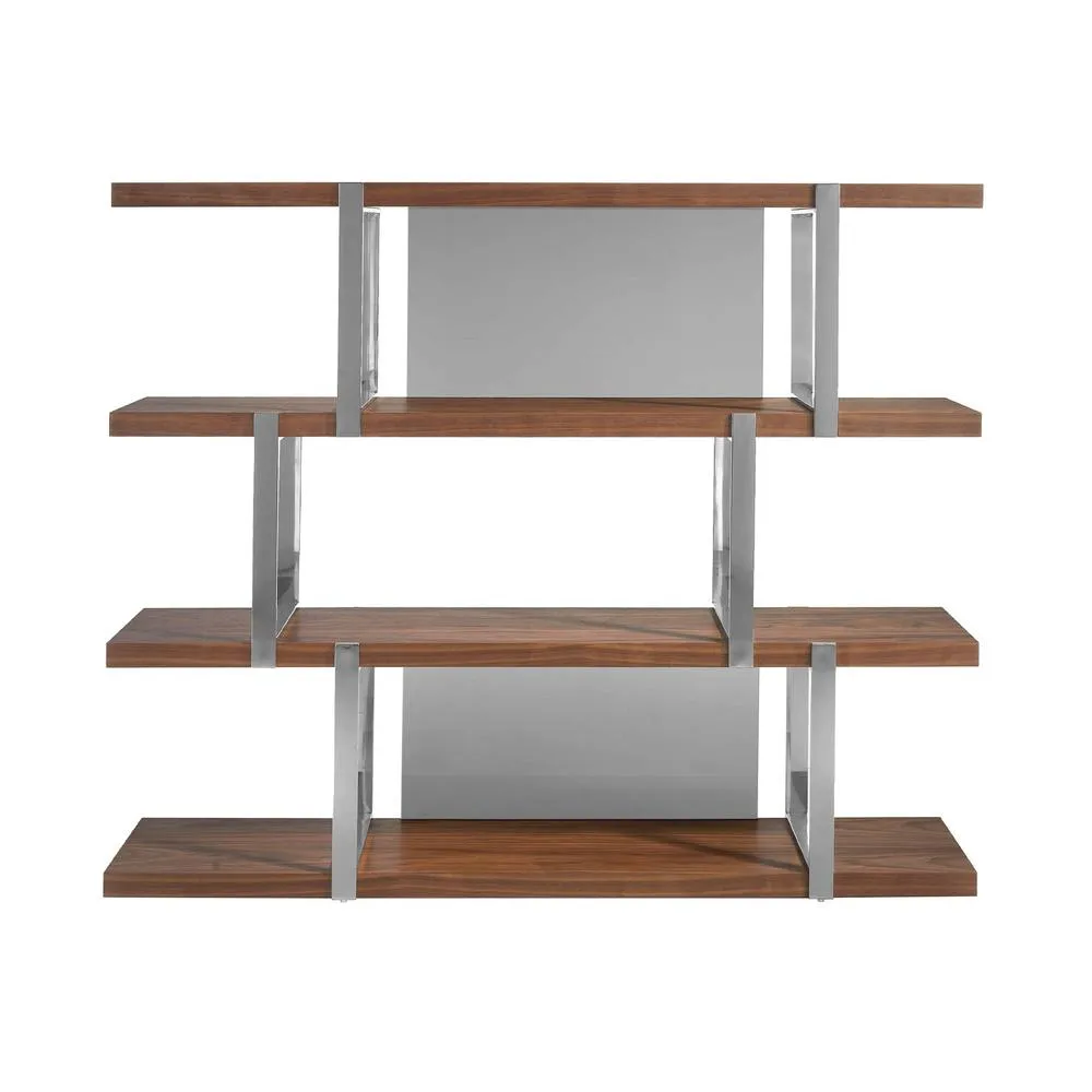 Angel Cerda Walnut Bookcase with Black Glass Dividers Model in Brown 2