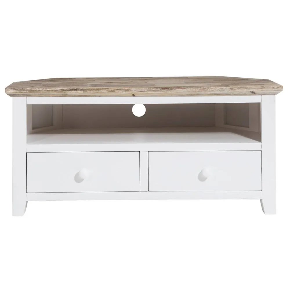 Statement Furniture Florence Corner TV Unit With 2 Drawers & Shelf in White 3