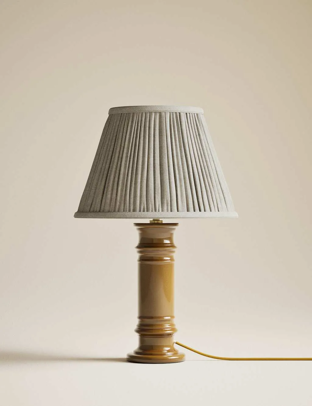 M&S Ceramic Column Frill Shade Table Lamp Ochre