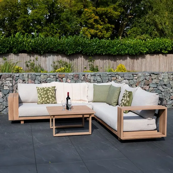 Norfolk Leisure Darlington Wood Look Aluminium Corner Set