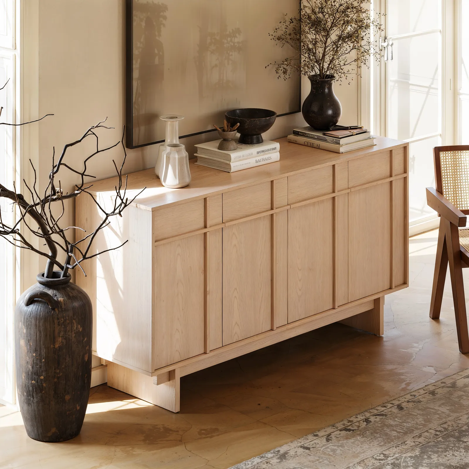 152 cm Mid-Century Modern Wooden Sideboard Buffet with Storage