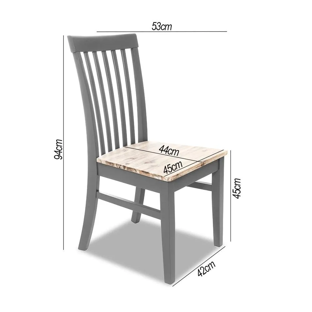 Statement Furniture Florence Highback Wooden Seat Chairs Set of 2 in Light Grey 4