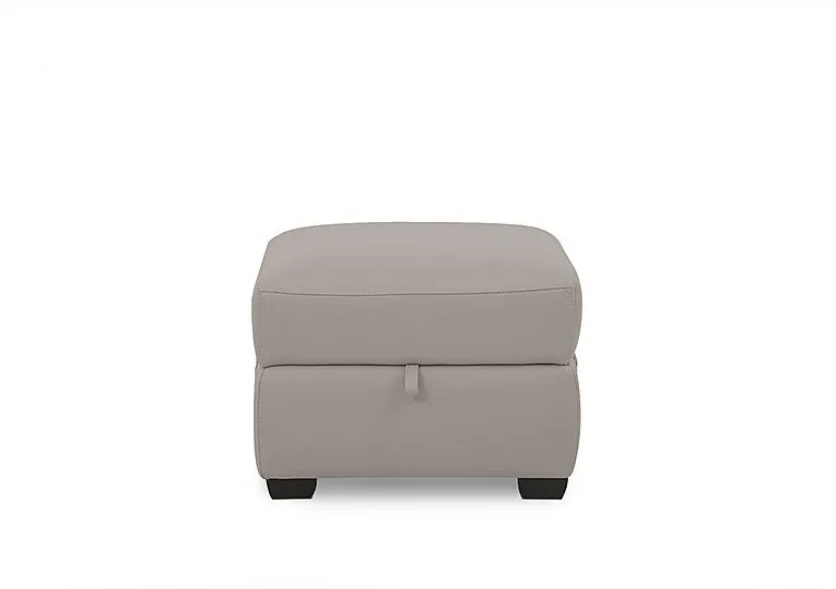Chill Leather Storage Footstool - Silver Grey
