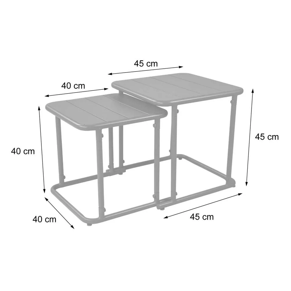 sweeek Square outdoor nesting table in steel in Khaki 5