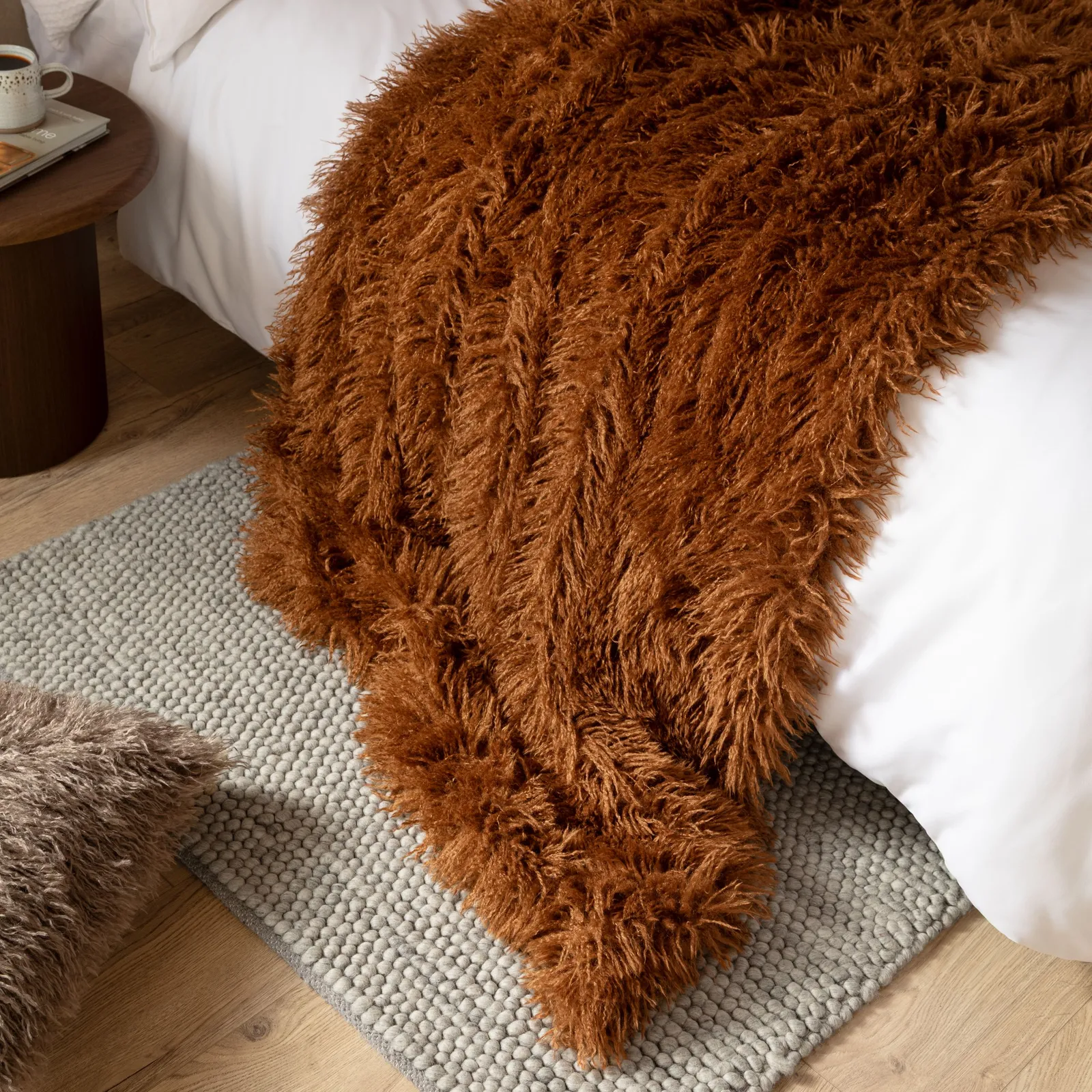 Furn Rowan Faux Fur Throw in Orange