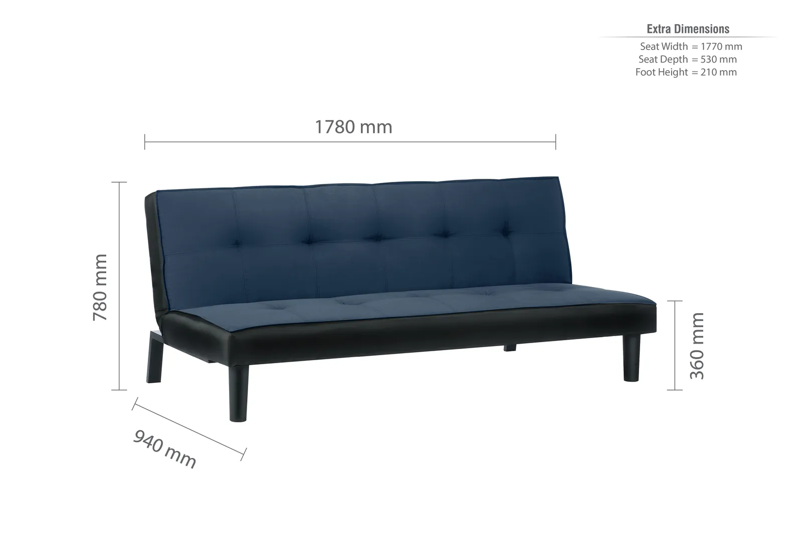 Birlea Velvet Sofa Bed Aurora 3 Seater Settee Modern Fabric in Navy 5