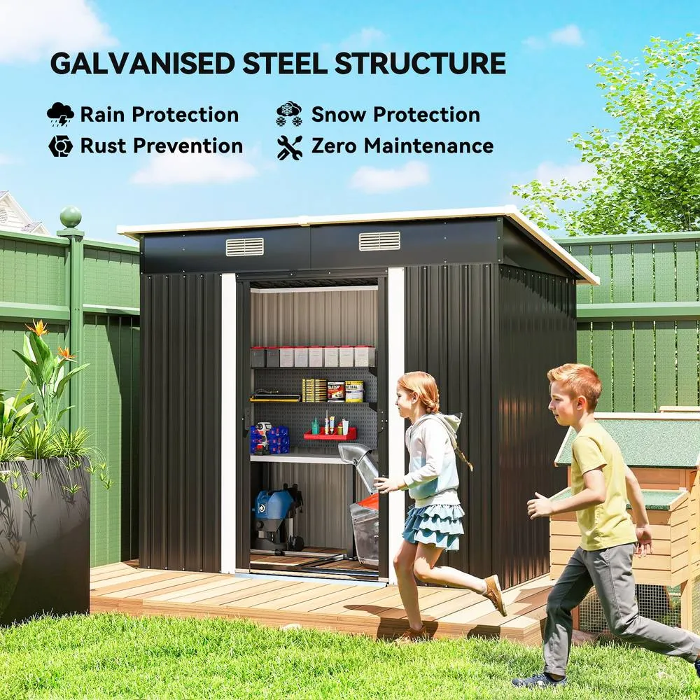 OUTSUNNY 7 x 4ft Outdoor Garden Storage Shed for Garden in Black 4