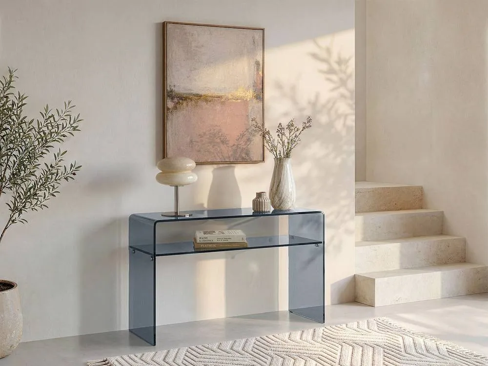 Vente-unique Console Table With 1 Tempered Glass Niche - Anthracite - STILEOS in Dark Grey