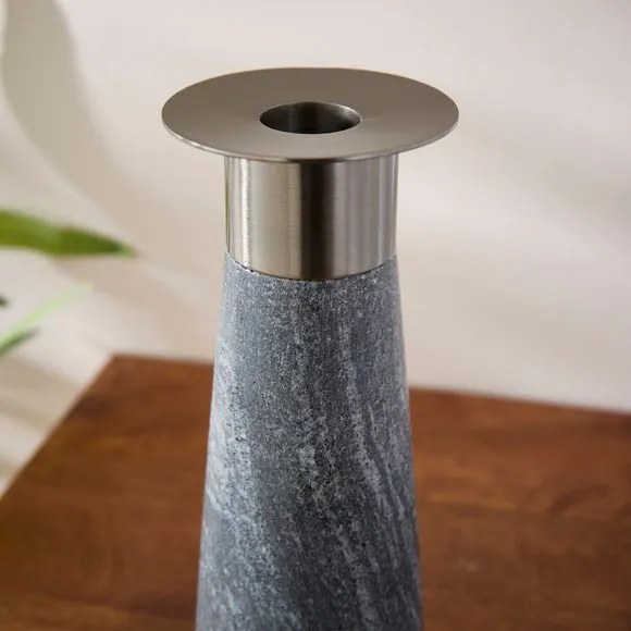 Midnight Black Marble Candlestick Holder 2