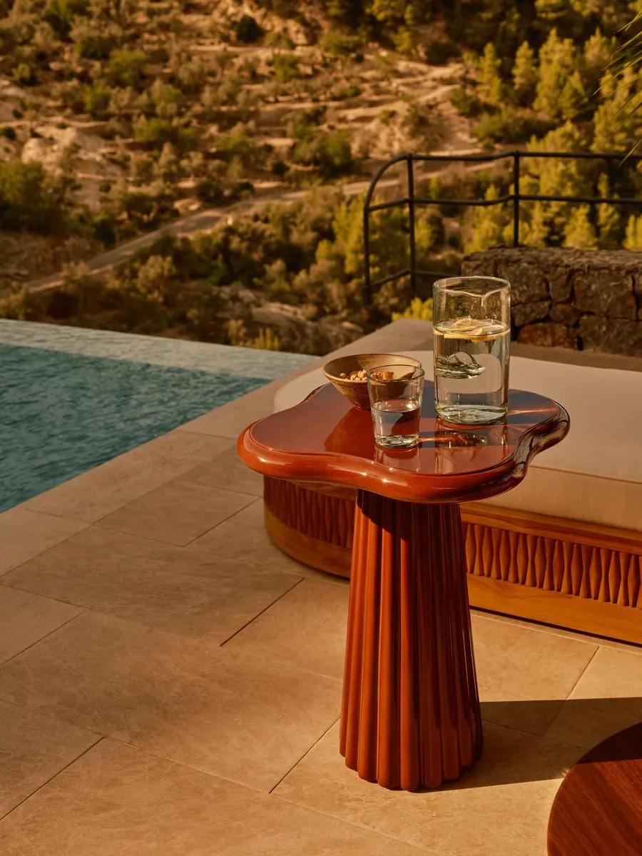 Dayton Outdoor Side Table, Concrete, Maroon