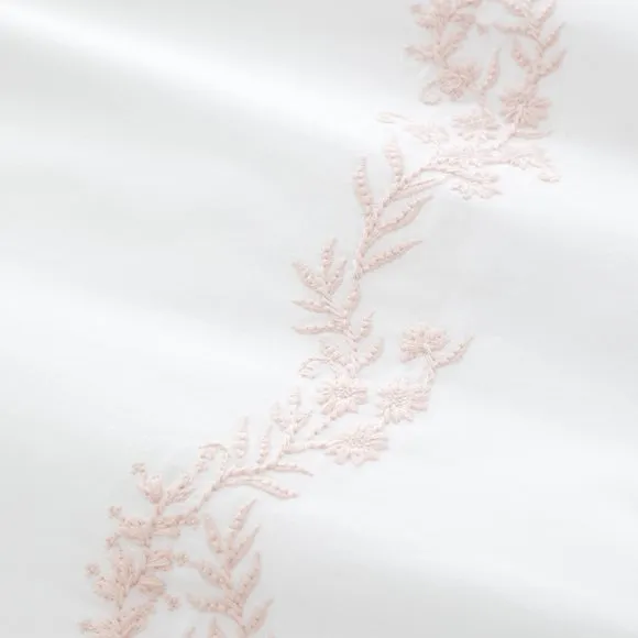 Bianca Camille Embroidered Floral 100% Cotton Duvet Cover & Pillowcase Set 2