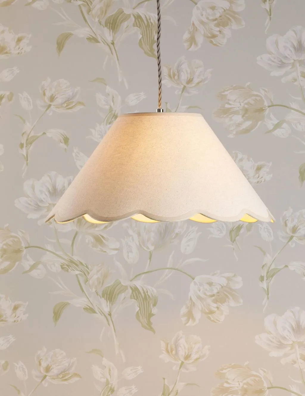 Laura Ashley Cordwell Scallop Easy Fit Pendant Light Natural