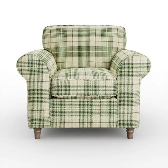 Flori Woven Check Fabric Lambeth Armchair 6