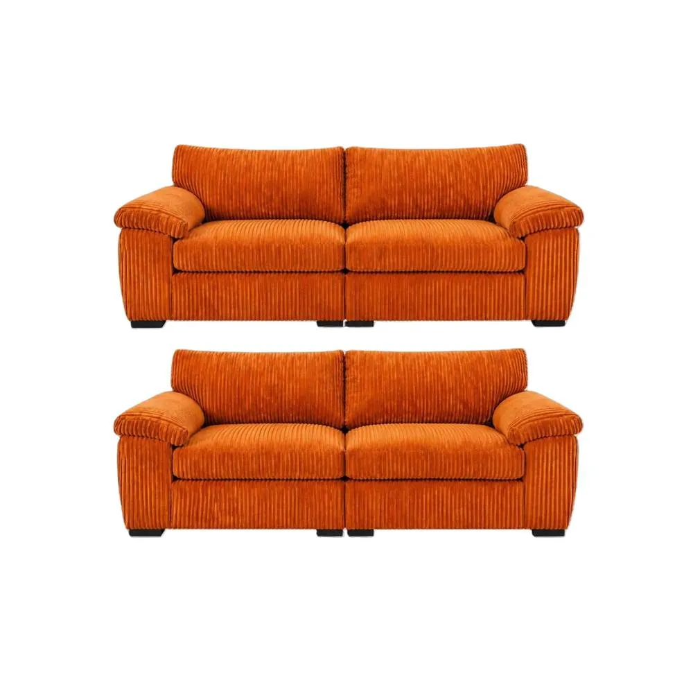 Bliss Furniture Amalfi 3+2 Seater Split Sofa Soft Fabric in Orange