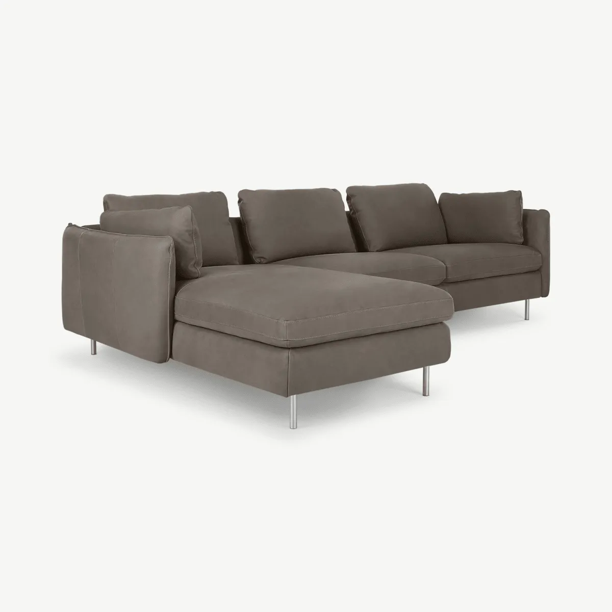 Vento 3 Seater Left Hand Facing Chaise End Sofa, Texas Grey Leather