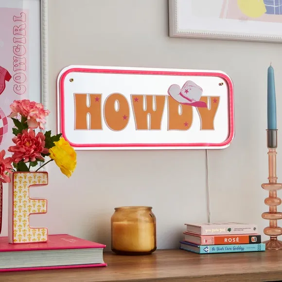 Howdy Mirrored Neon Sign