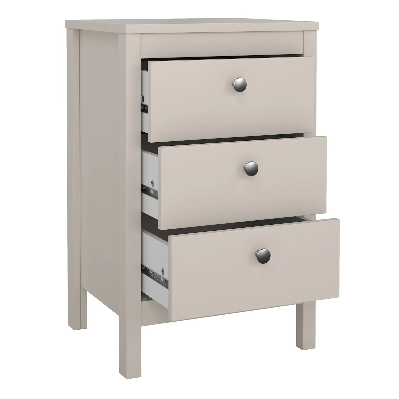 Furniture To Go Madrid Bedside Table 3 Drawers in Cashmere in Beige 5