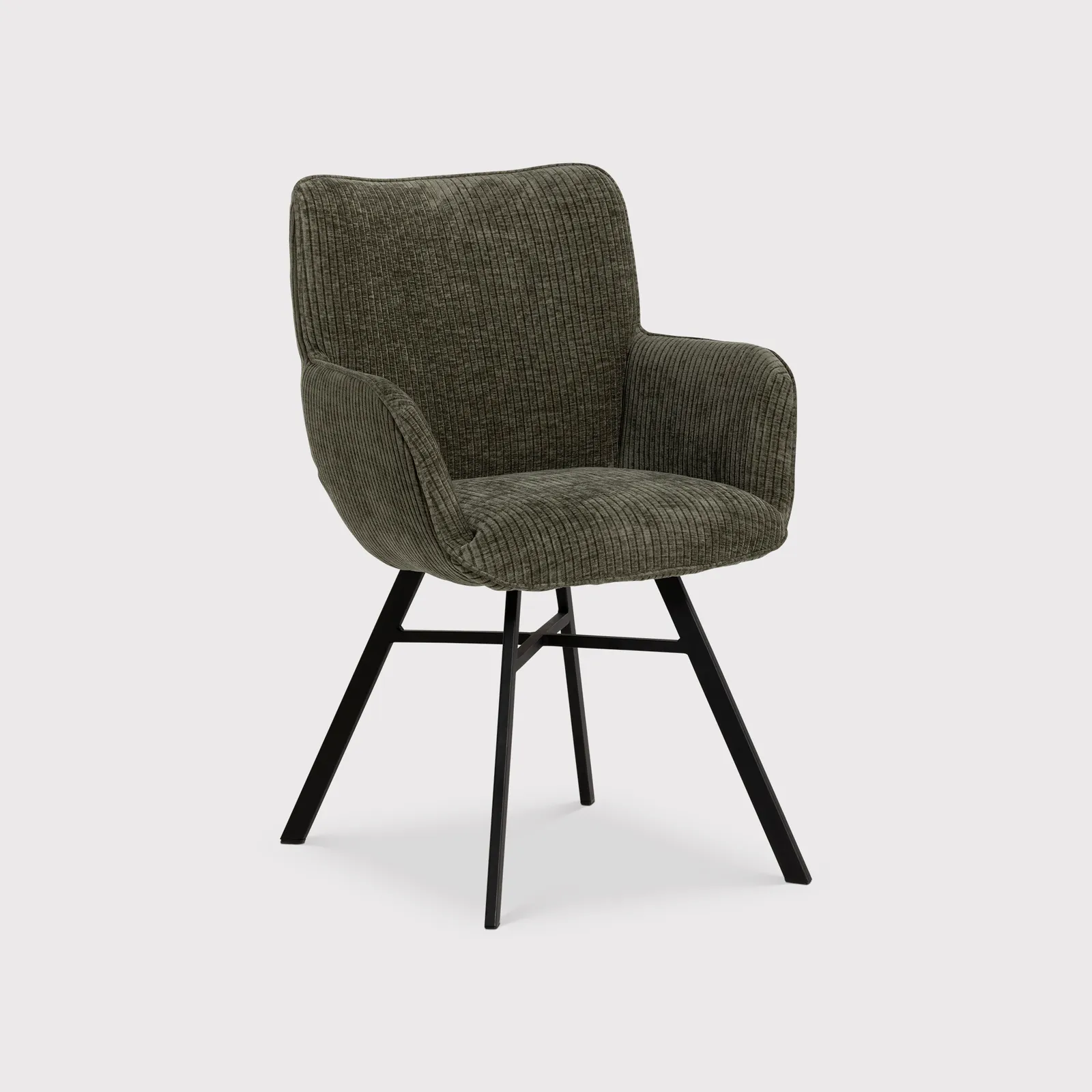 Mati Dining Chair With Arms - Matching Stitch, Green Fabric | Barker & Stonehouse