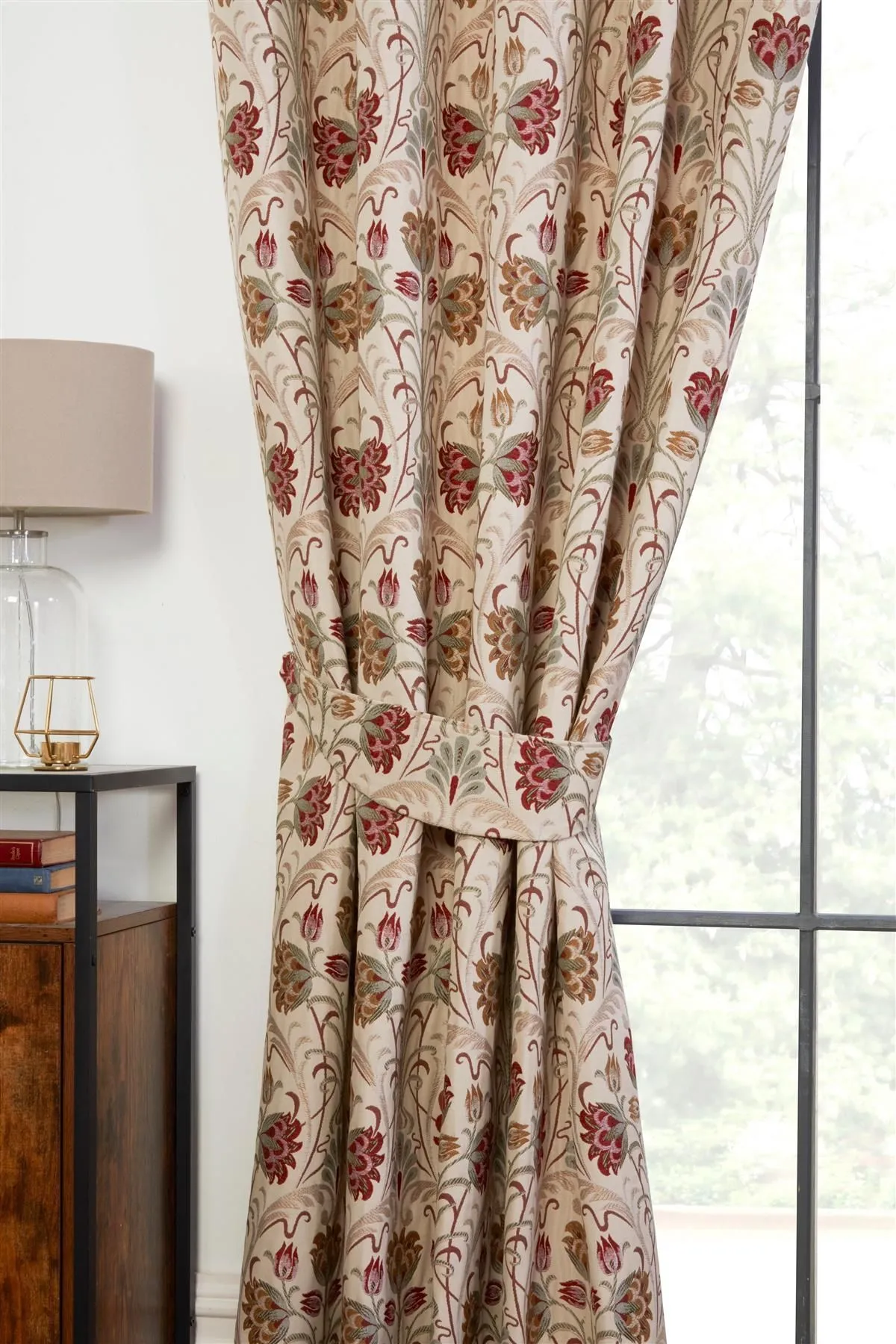 Sundour Aylesbury Floral Pencil Pleat Curtains in Beige 3