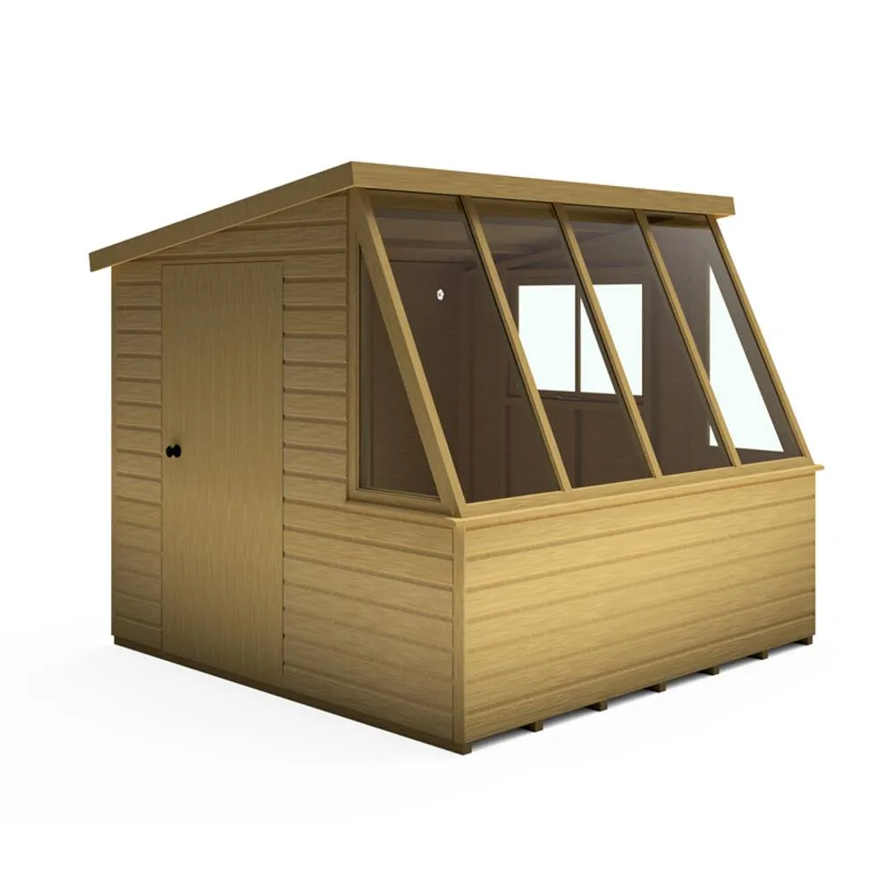 Shires Iceni 8x8' Potting Shed Pre Hung Doors with Opening Glass Side Window in Brown 5