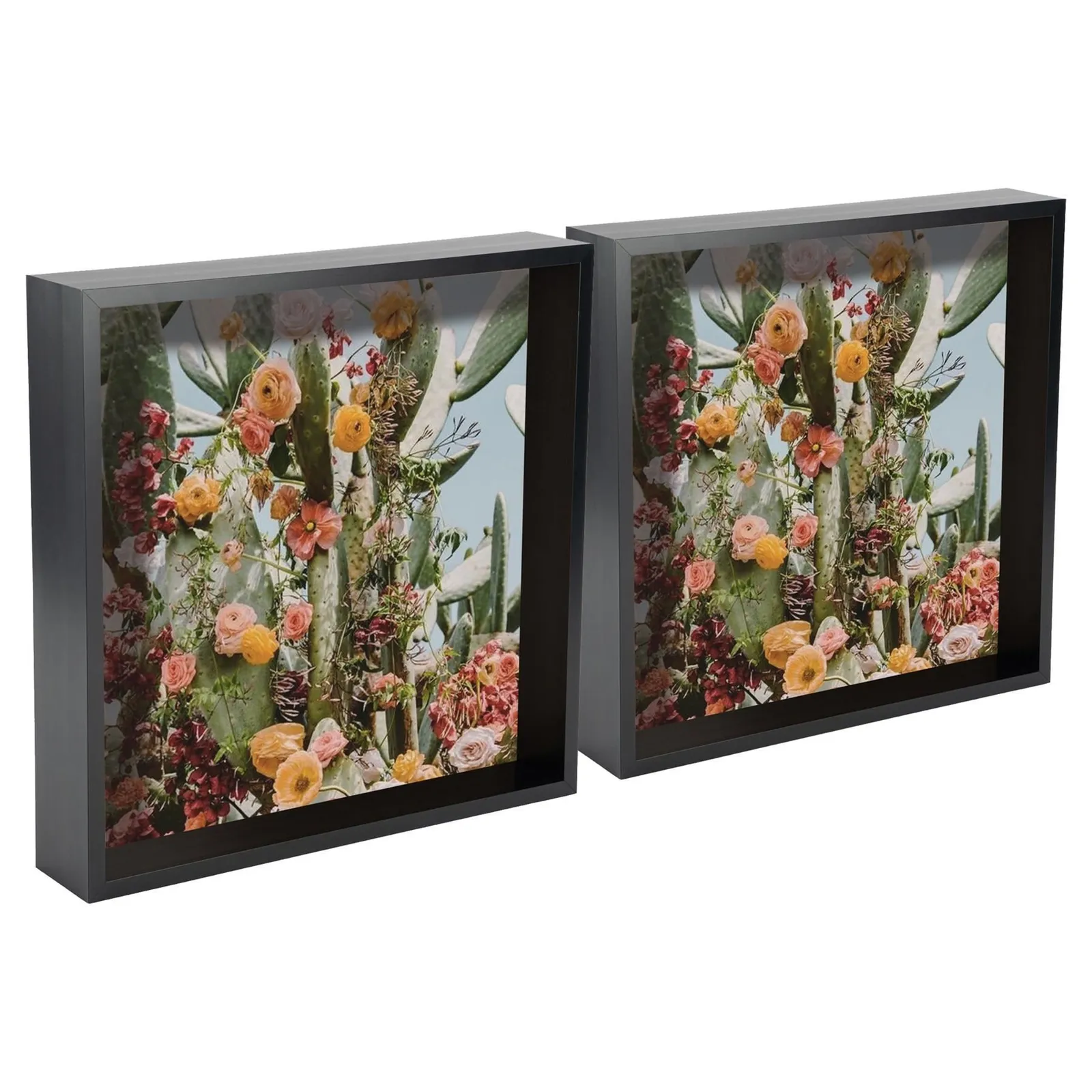 Nicola Spring 3D Deep Box Photo Frames - 10 x 10" - Pack of 5 in Black 1