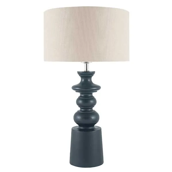 Mango Wood Table Lamp  Black and Taupe